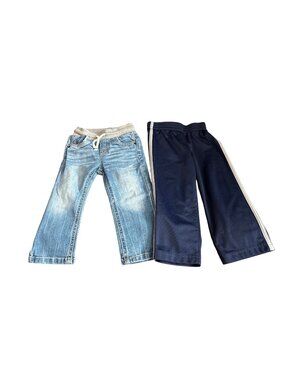Cat & Jack Kids Denim Jeans & Okie Dokie Navy Pants Set 2T Boys Toddler Casual